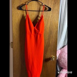 Red back out dress
